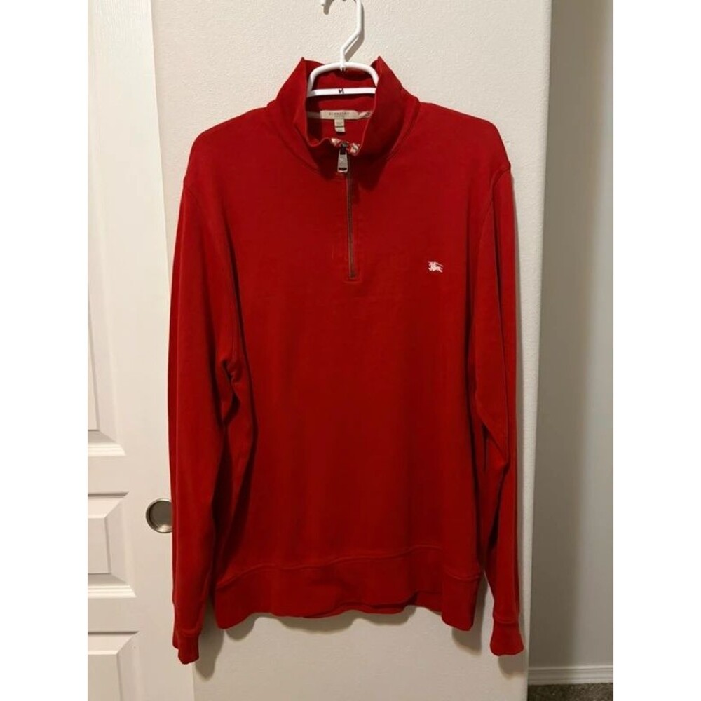 Burberry vibrant red pullover quarter zip